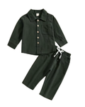 Cotton Long-Sleeve Shirt & Trousers Boy's Set