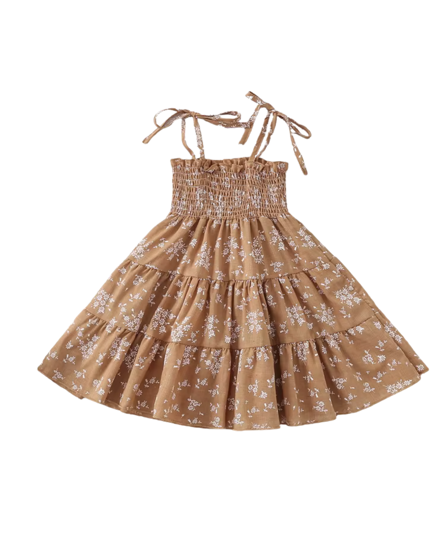 Toddler Girls' Floral Tie-Strap Smocked Tiered Dress