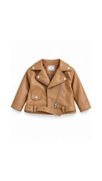 Belted Faux-Leather Biker Girl's Jacket
