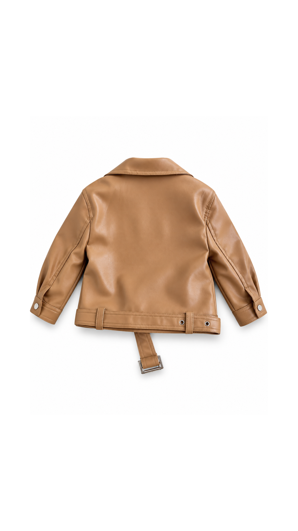 Belted Faux-Leather Biker Girl's Jacket