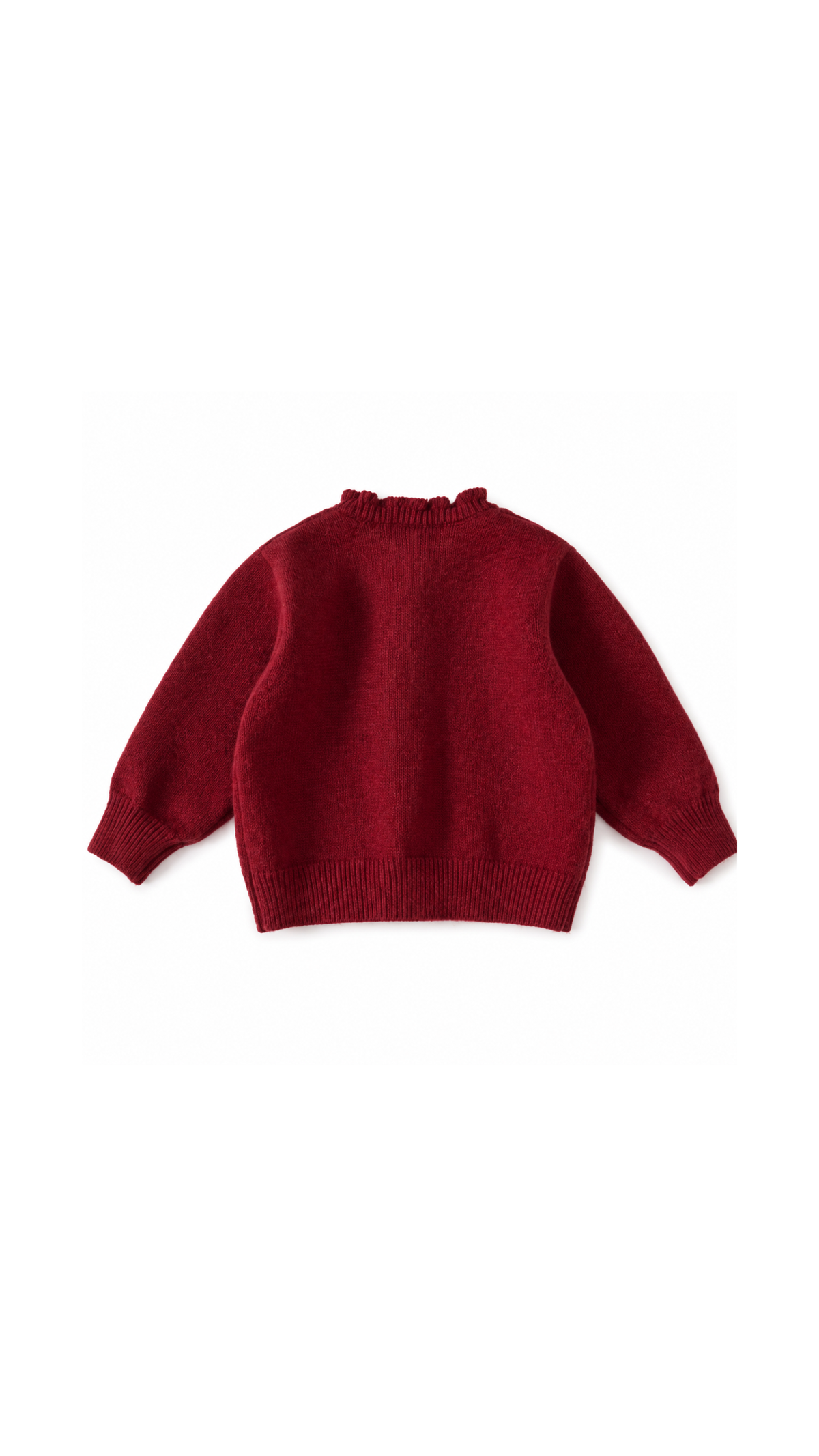 Heart-Button Ruffle-Trim Knitted Cardigan Girl's Jacket