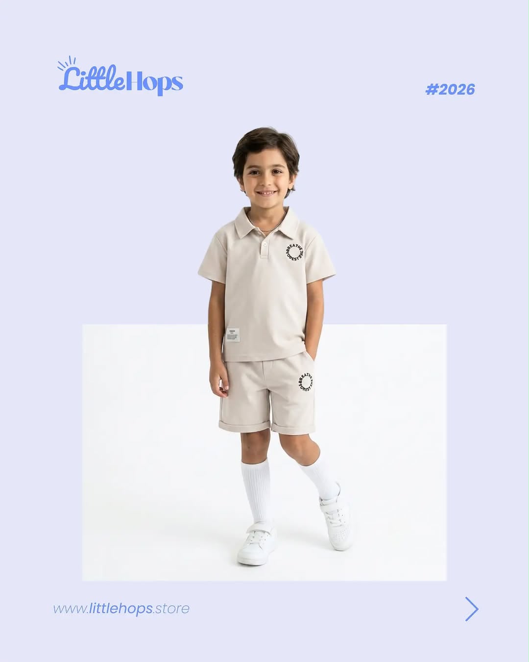 Breathe the Forest" Polo Shirt & Shorts Boy's Set