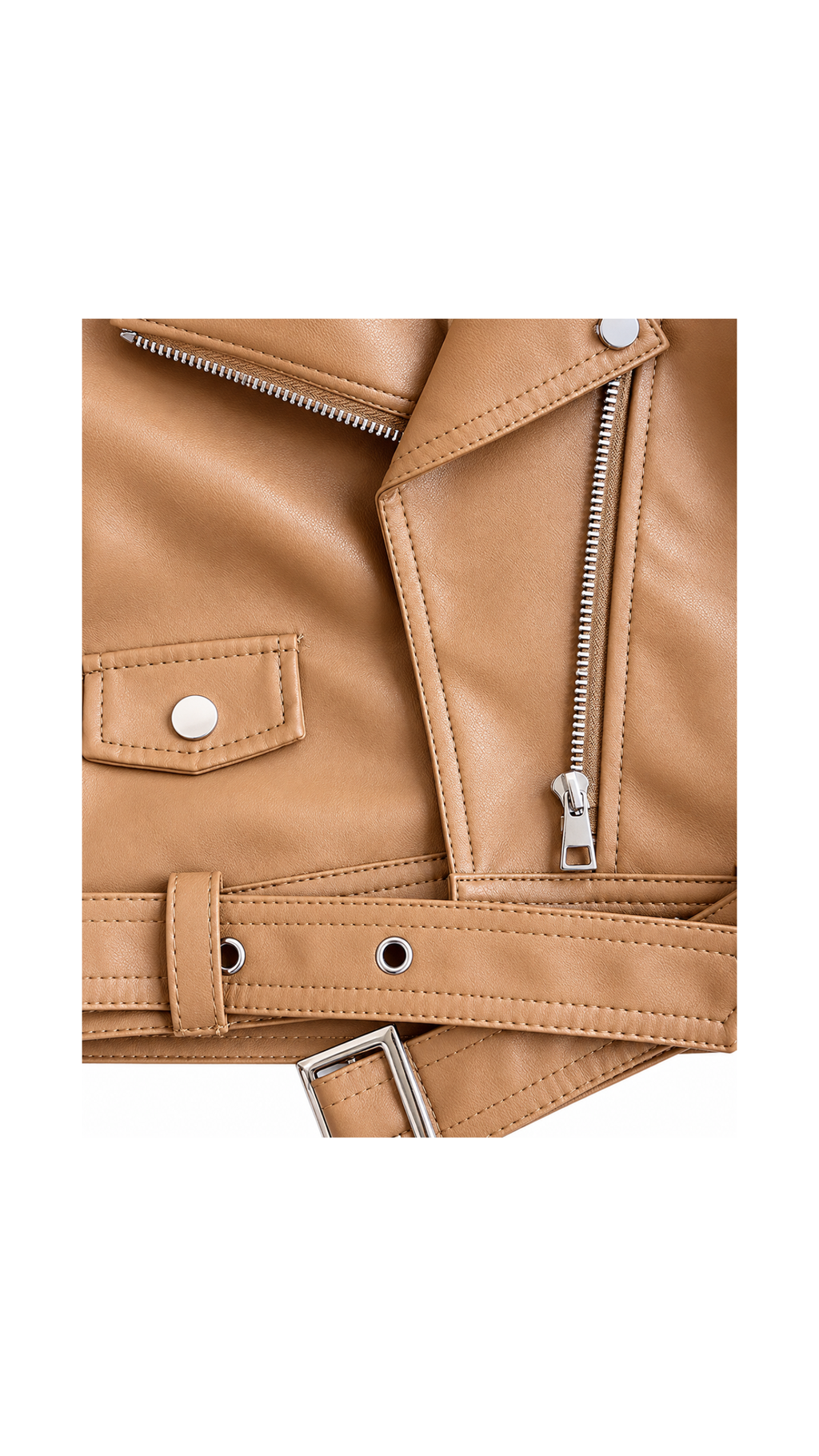 Belted Faux-Leather Biker Girl's Jacket