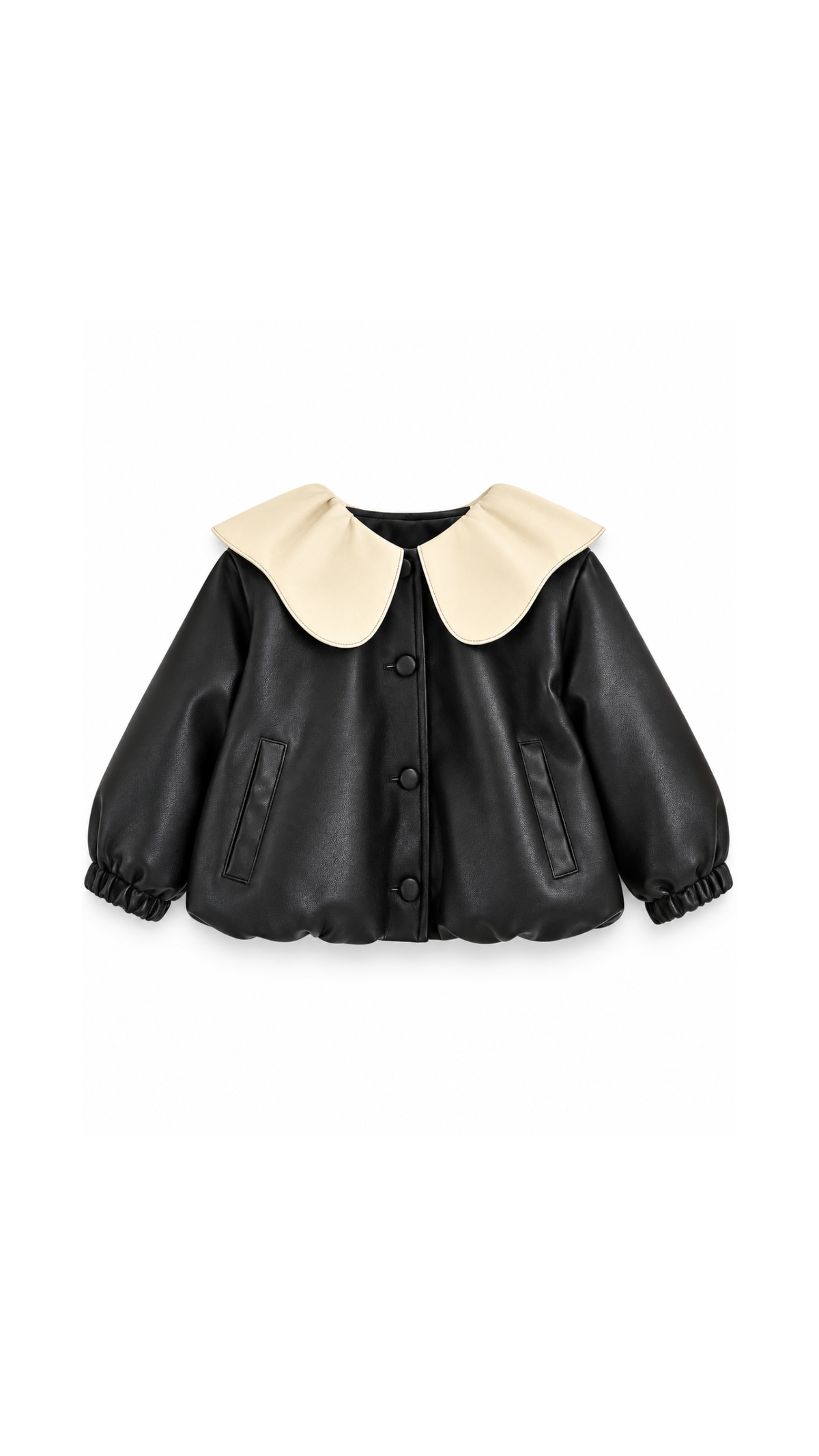 Contrast-Collar Faux-Leather Girl's Jacket
