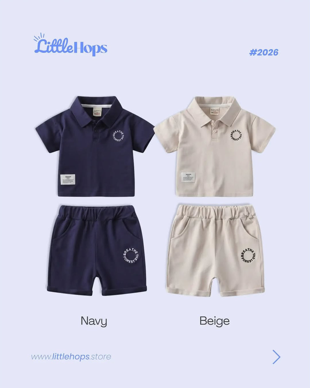 Breathe the Forest" Polo Shirt & Shorts Boy's Set