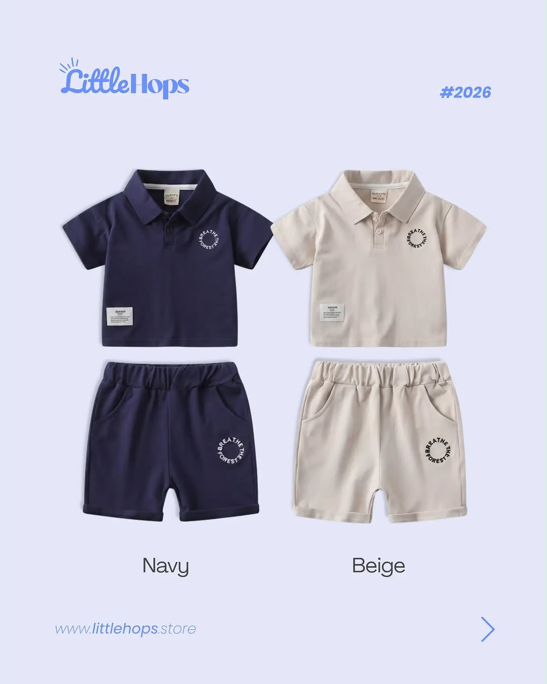Breathe the Forest" Polo Shirt & Shorts Boy's Set