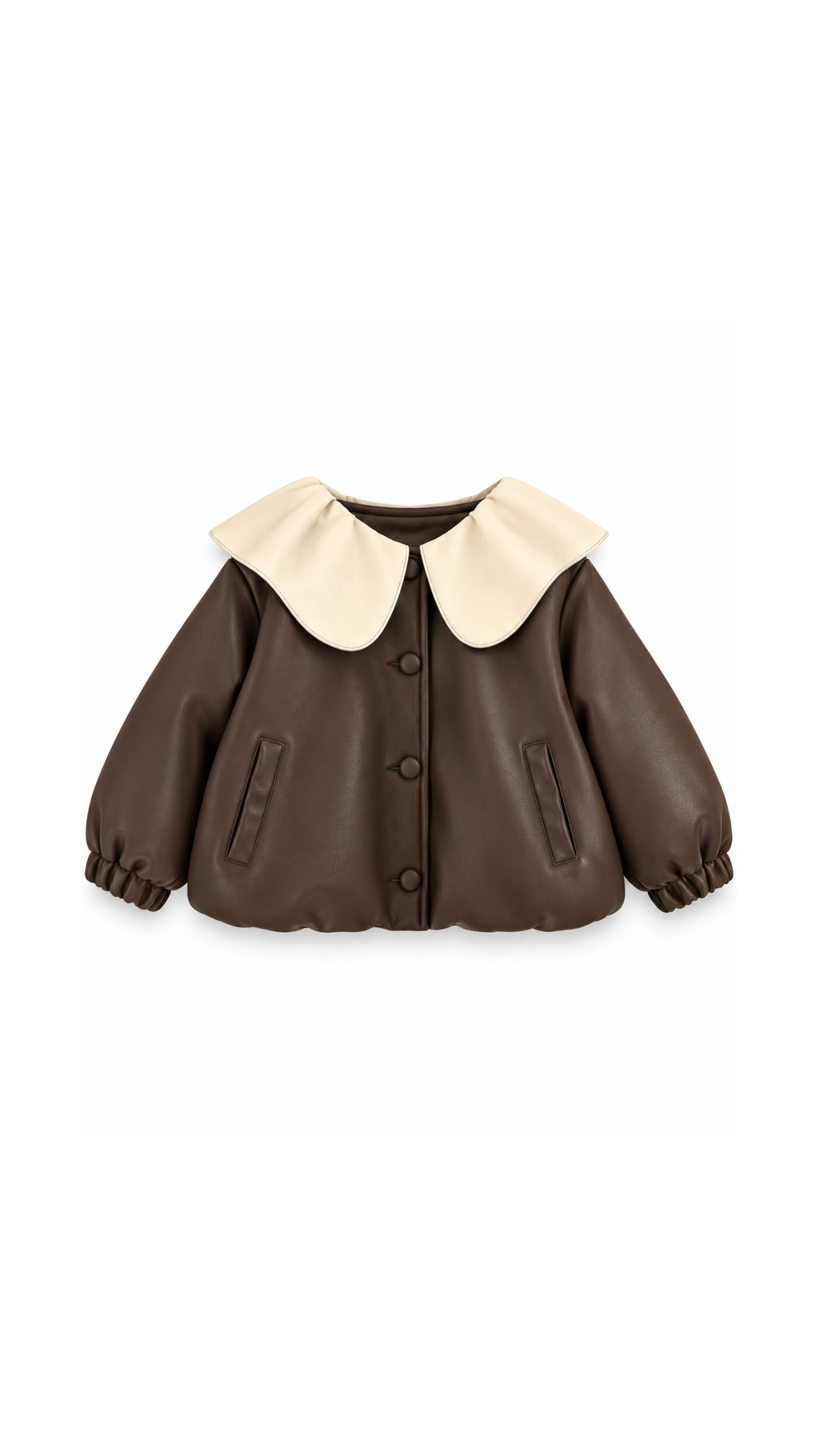 Contrast-Collar Faux-Leather Girl's Jacket