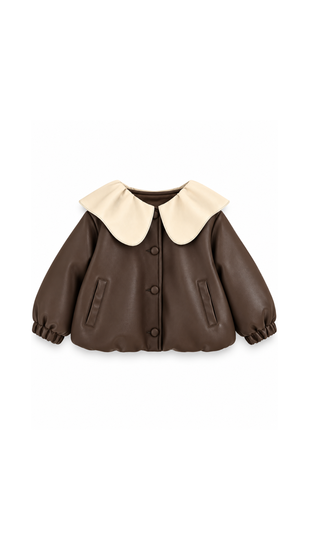 Contrast-Collar Faux-Leather Girl's Jacket