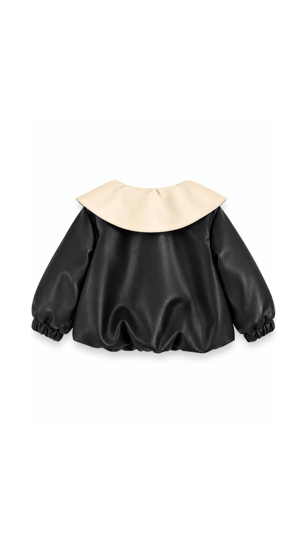 Contrast-Collar Faux-Leather Girl's Jacket