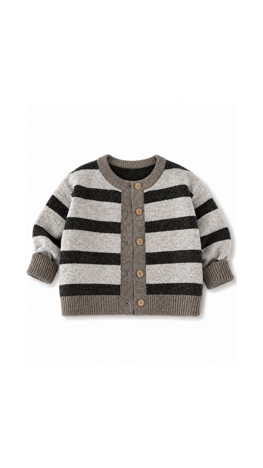 Textured Striped Button-Up Cardigan Boy's Jacket