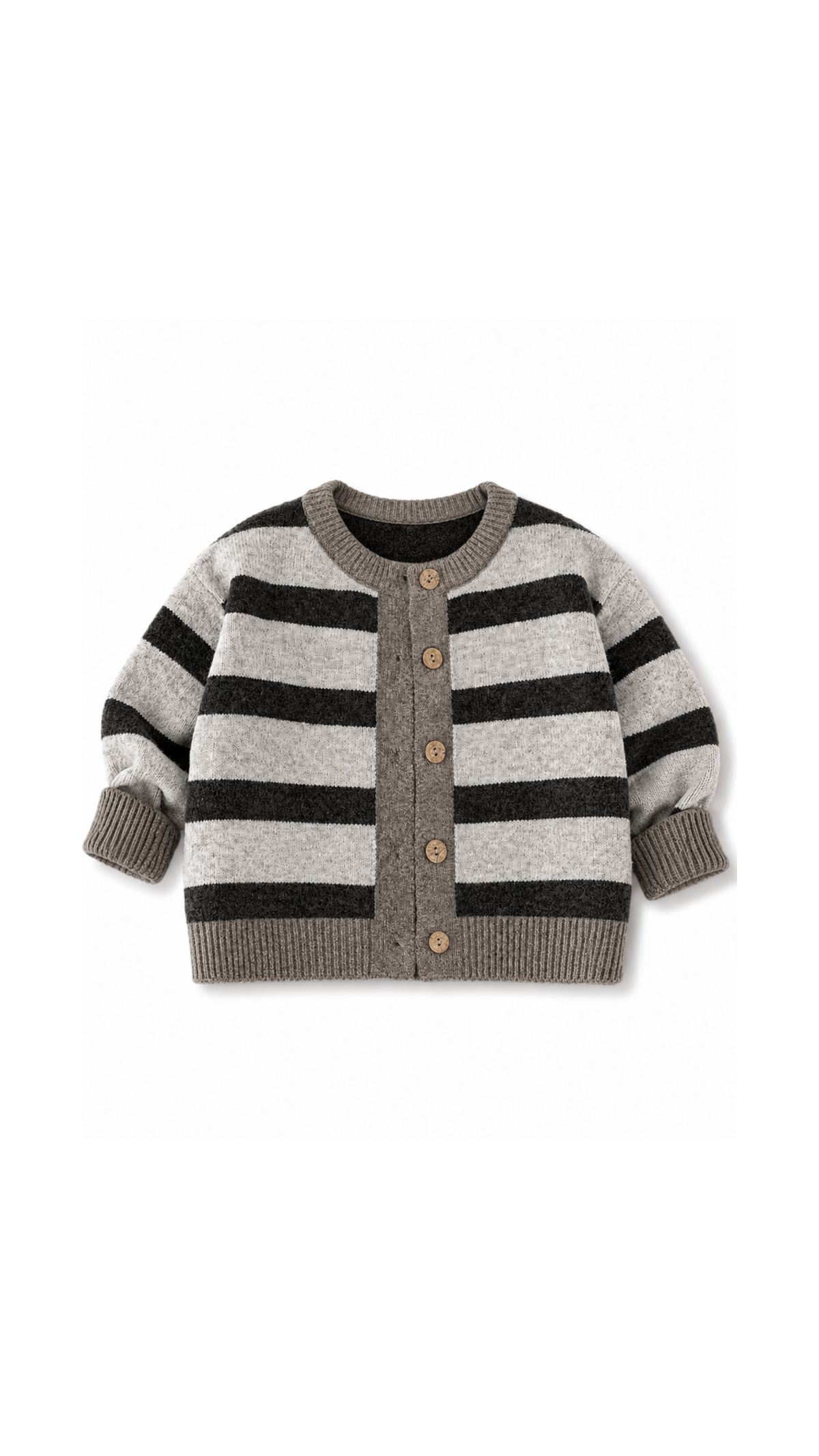 Textured Striped Button-Up Cardigan Boy's Jacket