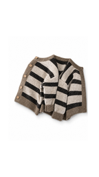 Textured Striped Button-Up Cardigan Boy's Jacket
