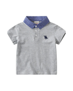 Signature Plaid-Collar Polo Boys T-Shirt