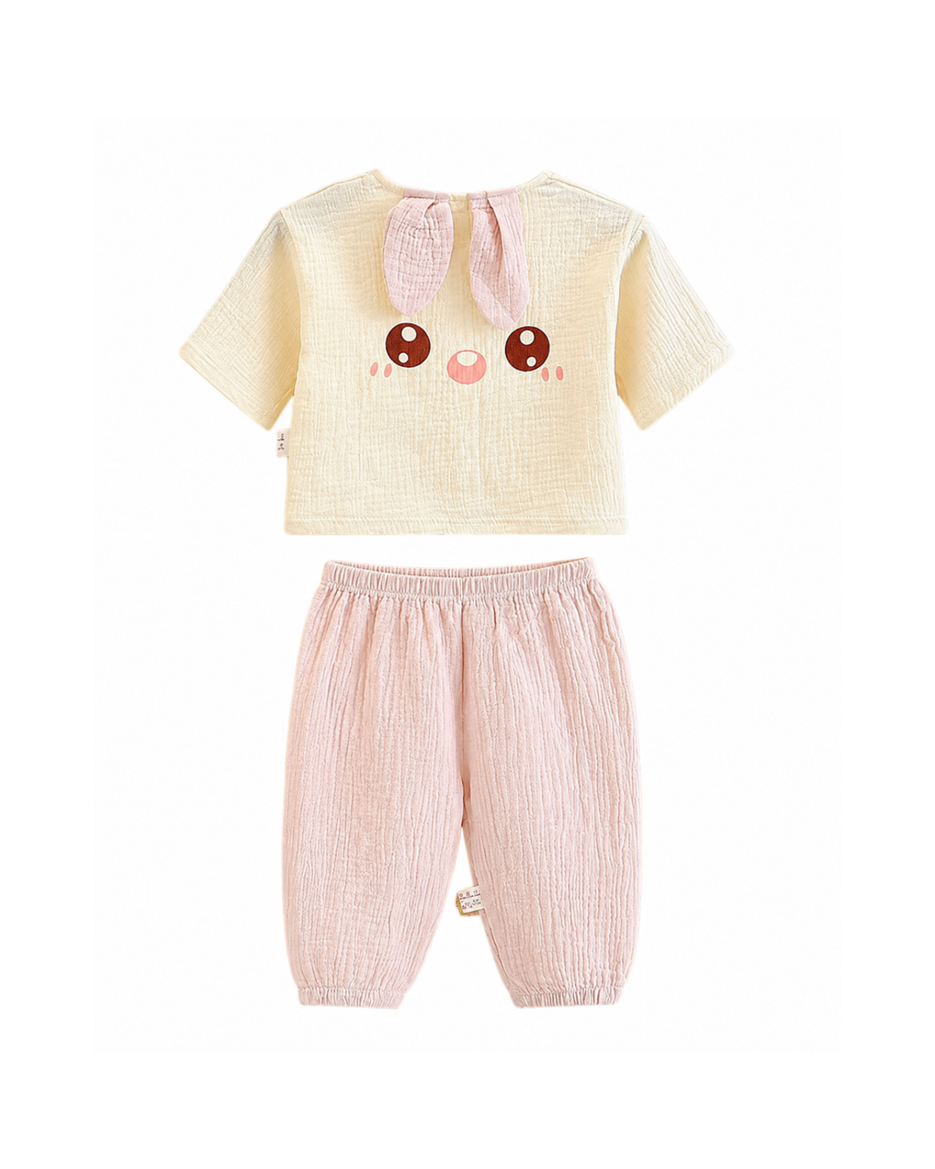 Lounge Set – Cute Bunny Ear Accent Button-Up Top & Trousers Girls Set