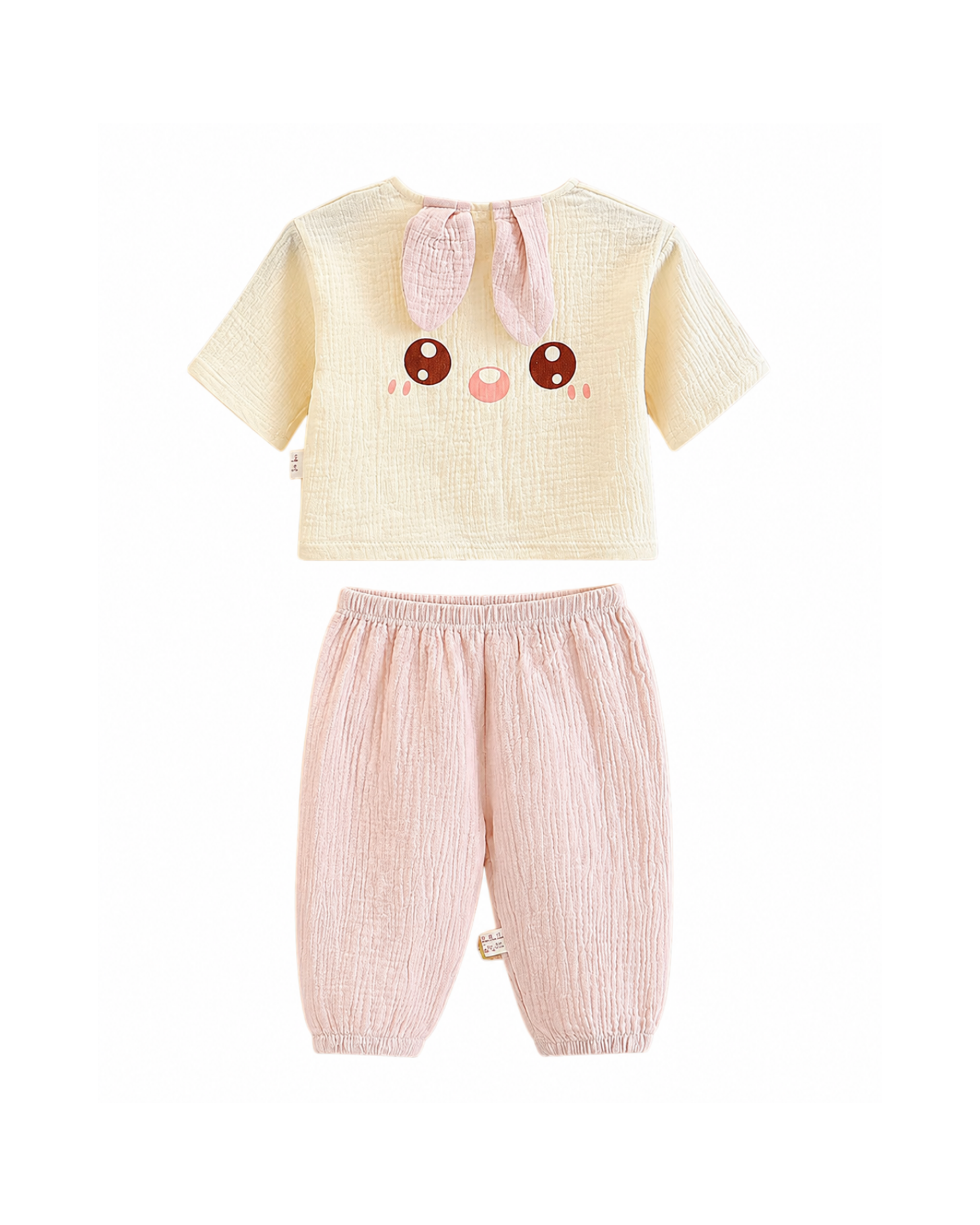 Lounge Set – Cute Bunny Ear Accent Button-Up Top & Trousers Girls Set