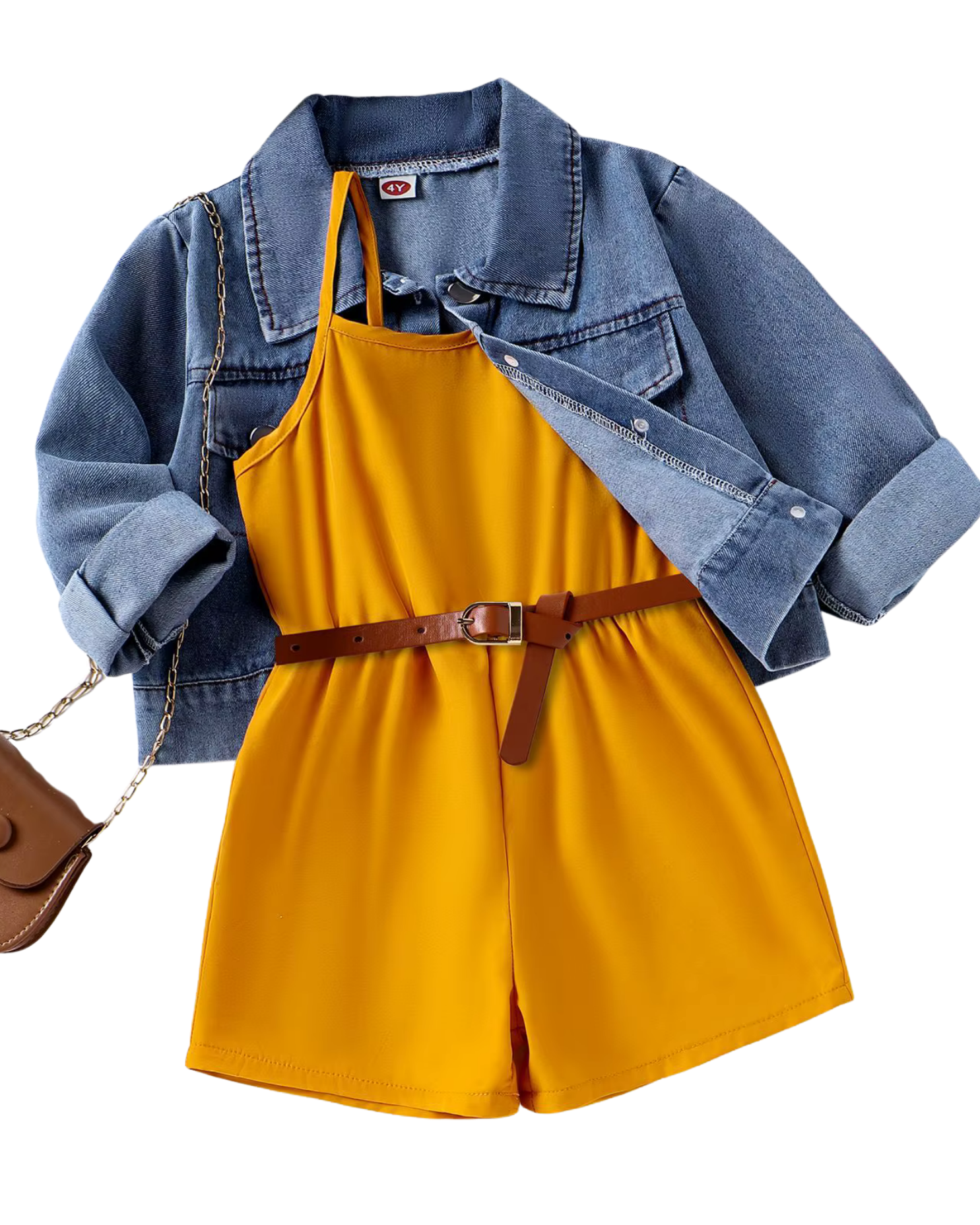 Denim Jacket & Mustard Dress, Girl's Set