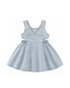 Girls’ Light-Wash Denim Cut-Out Dress