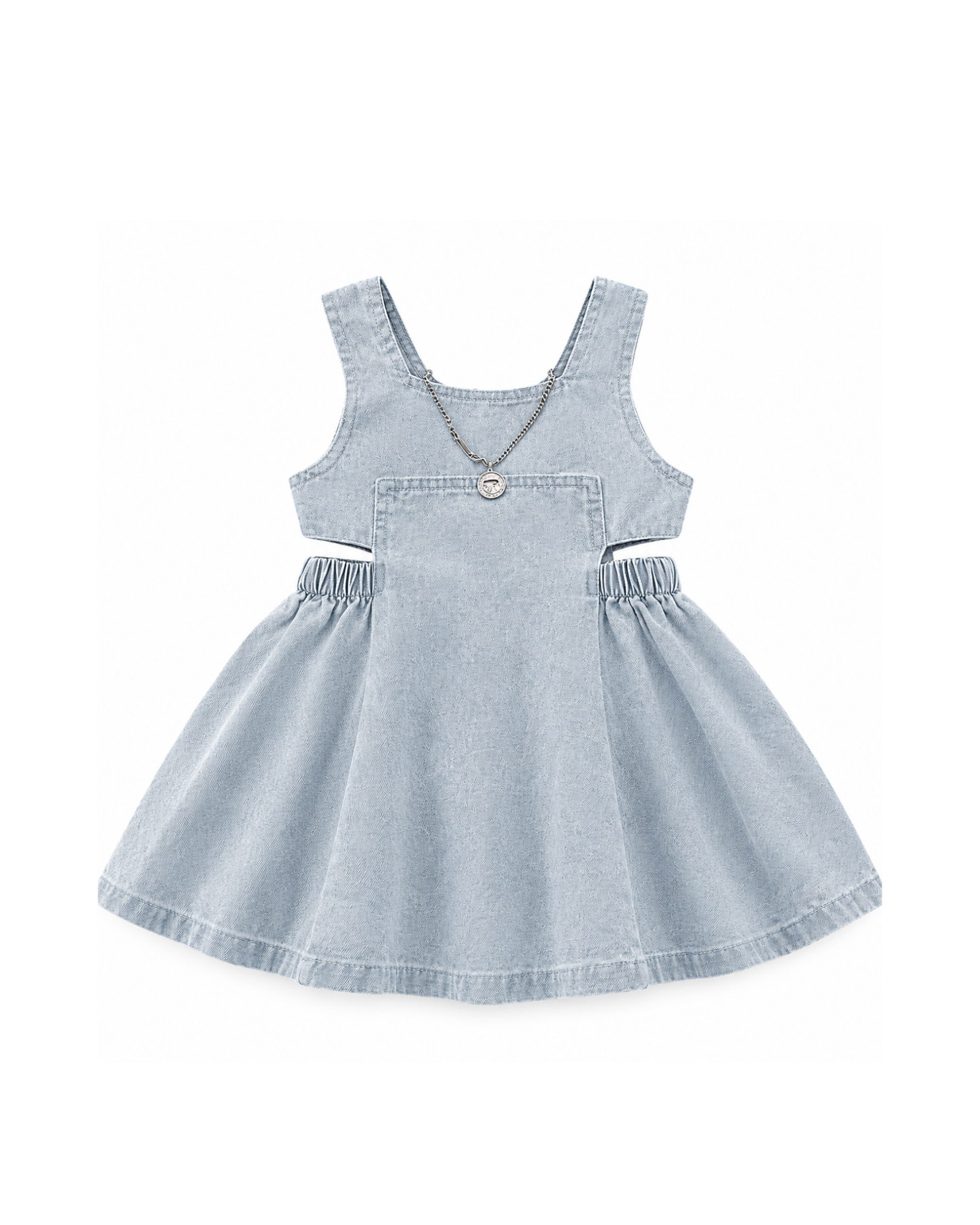 Girls’ Light-Wash Denim Cut-Out Dress