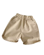 Plaid Bow Shirt & Khaki Shorts Boy's Set