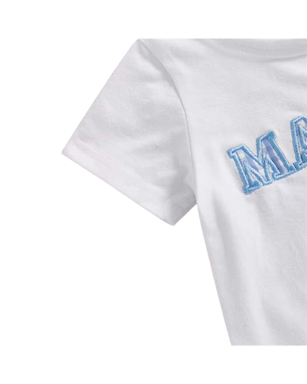 Letter Embroidery Tee & Gingham Shorts Boy's Set