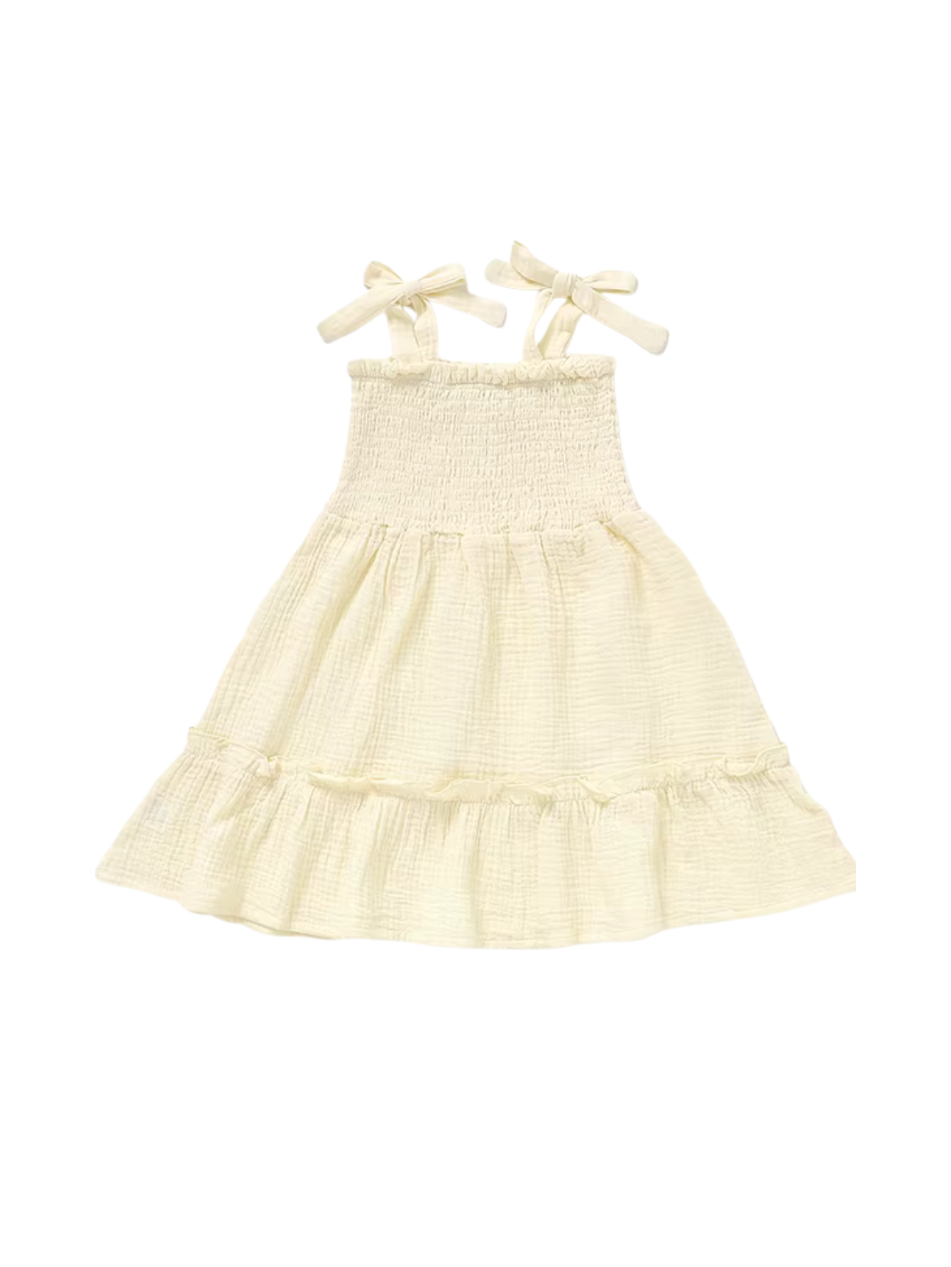 Smocked Bow-Strap Sundress Dress