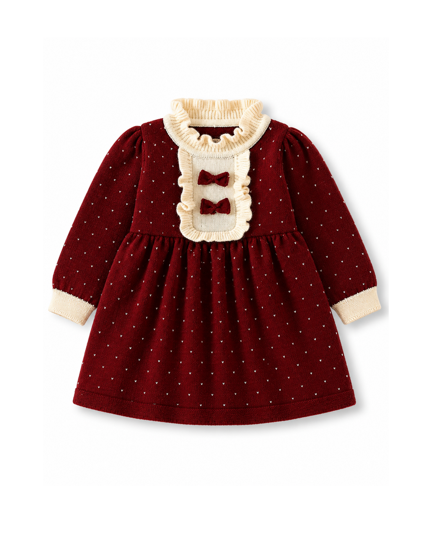 Bow-Detail Knitted Girls Dress
