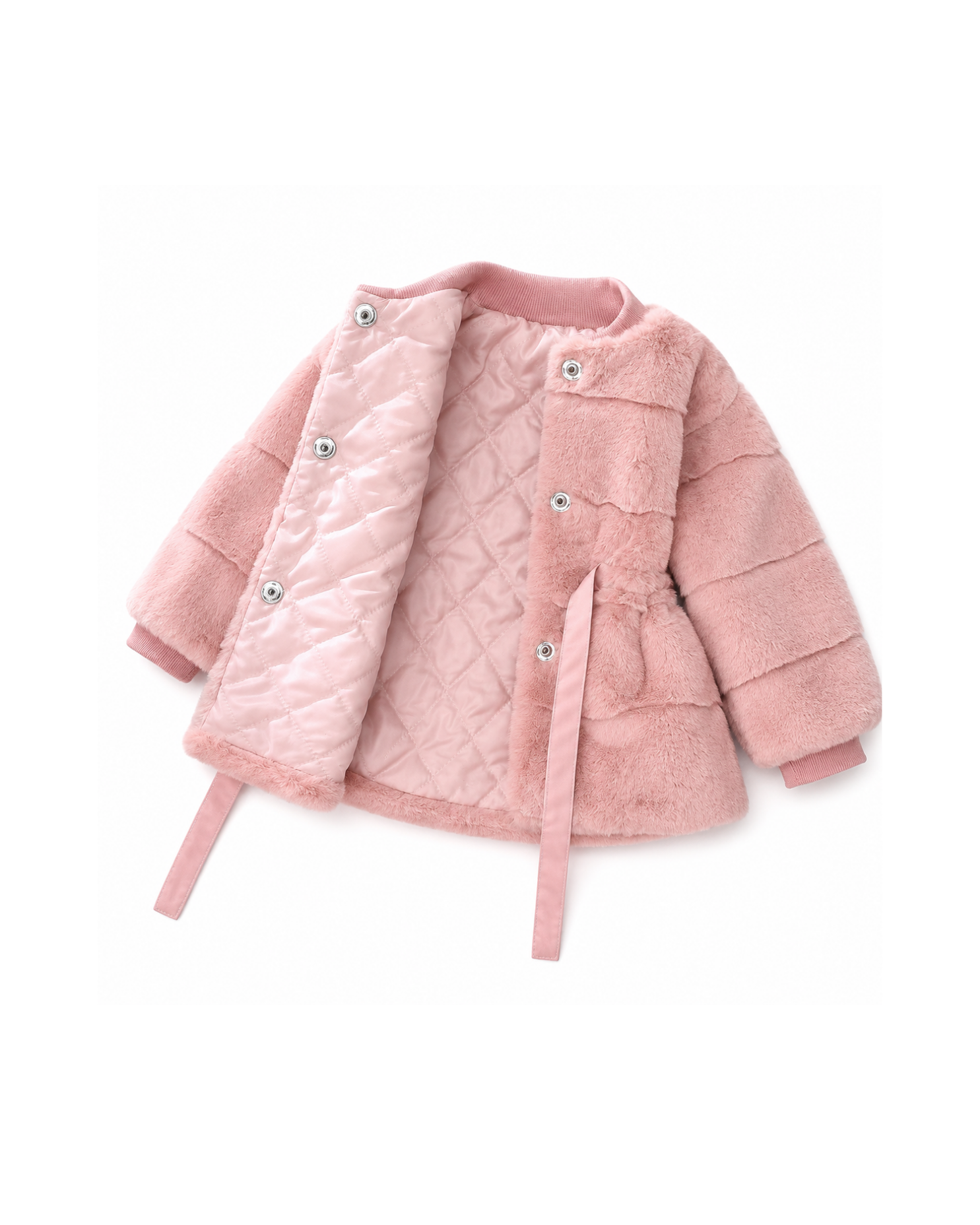 Luxe Faux-Fur Belted Girls Coat