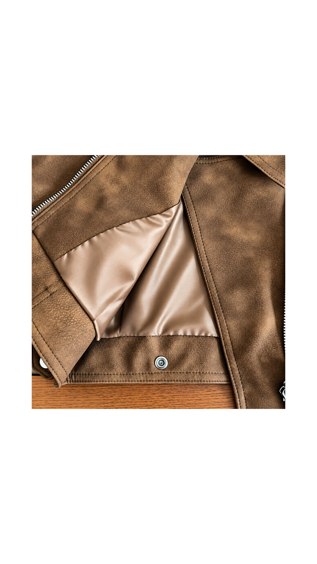 Suede-Look Biker Jacket – Camel Brown Boy's jacket