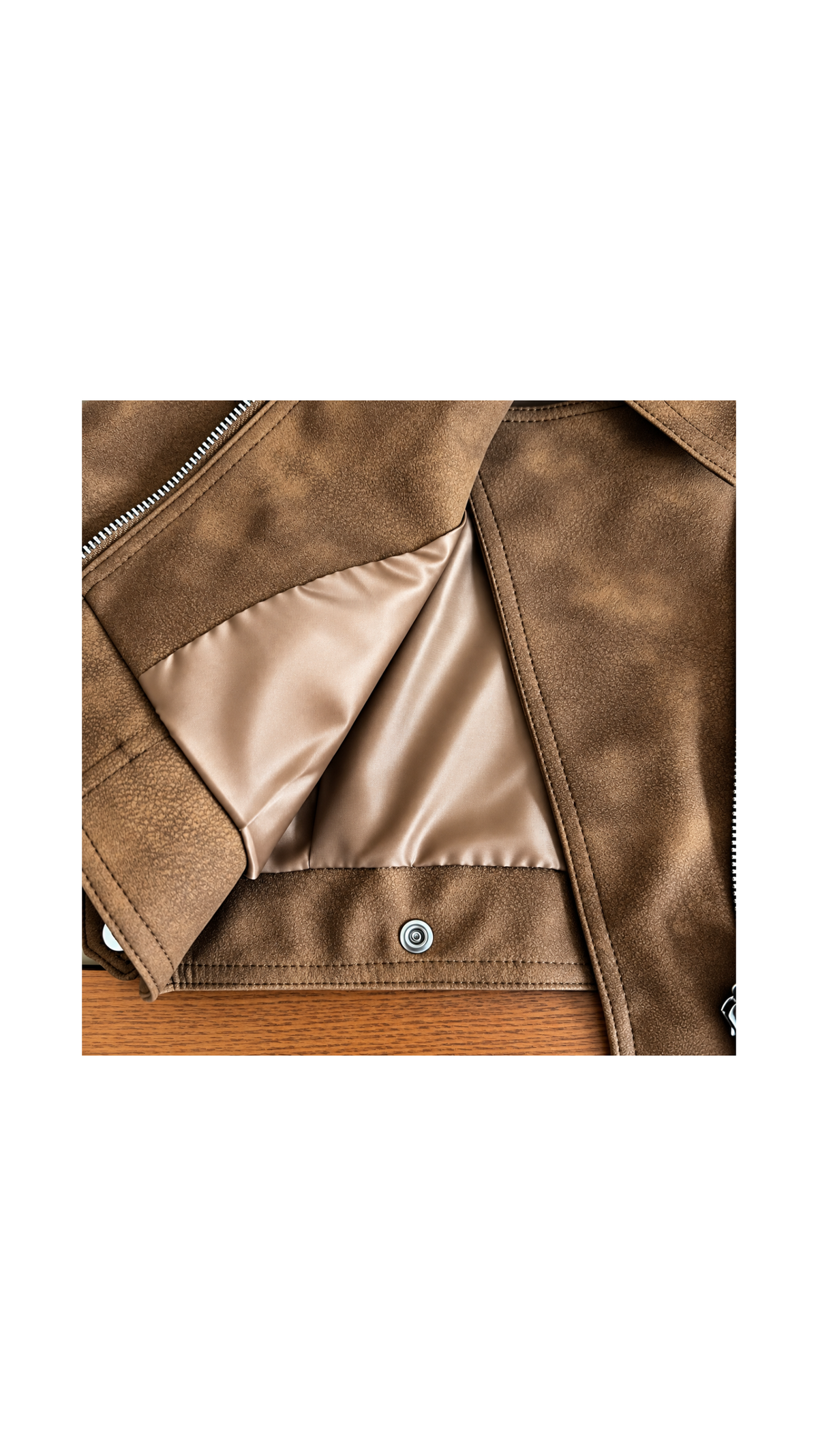 Suede-Look Biker Jacket – Camel Brown Boy's jacket