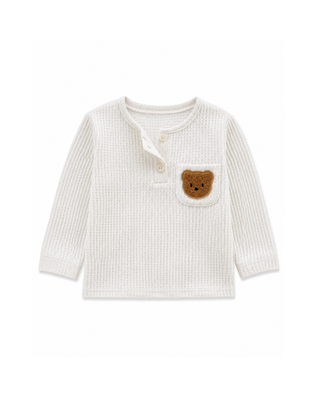 Waffle-Knit Bear Pocket Top & Shorts Boy's Set