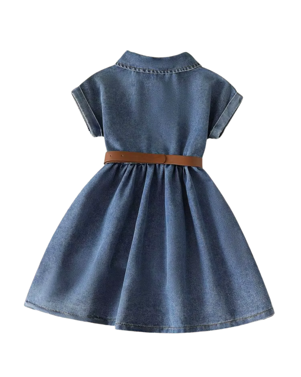 Classic Short-Sleeve Denim Shirt Dress