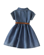 Classic Short-Sleeve Denim Shirt Dress