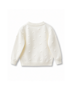 Floral Appliqué Bobble-Knit Cardigan Girl's Jacket
