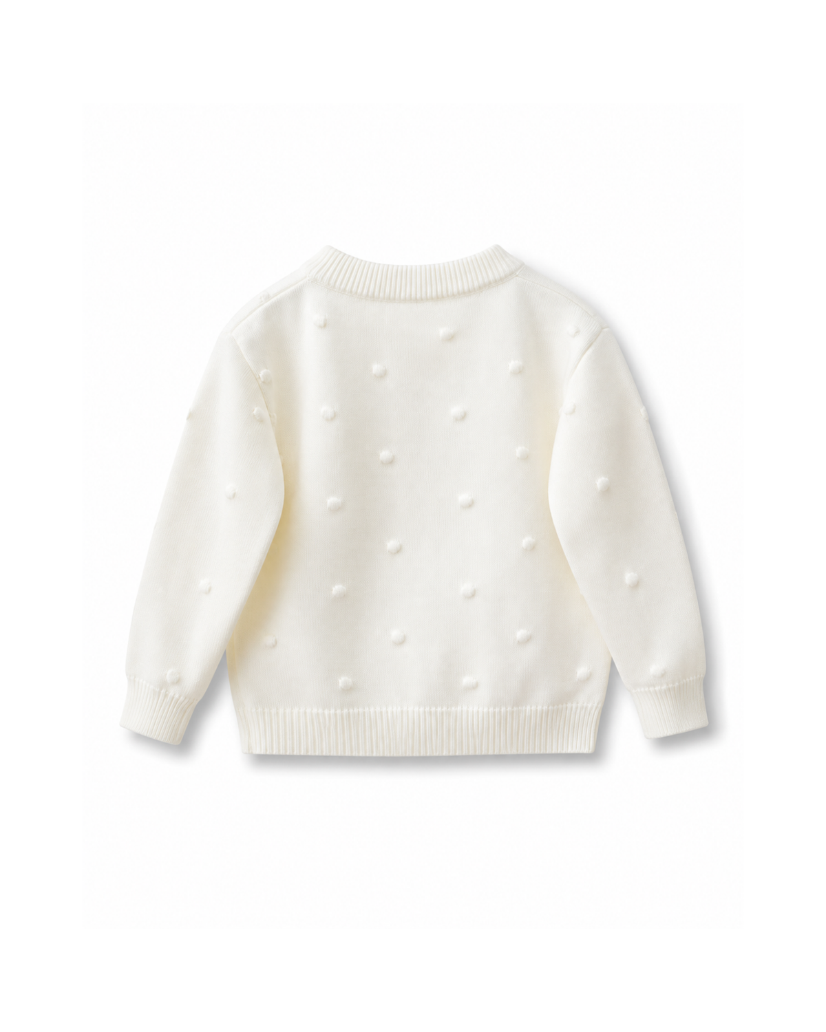 Floral Appliqué Bobble-Knit Cardigan Girl's Jacket