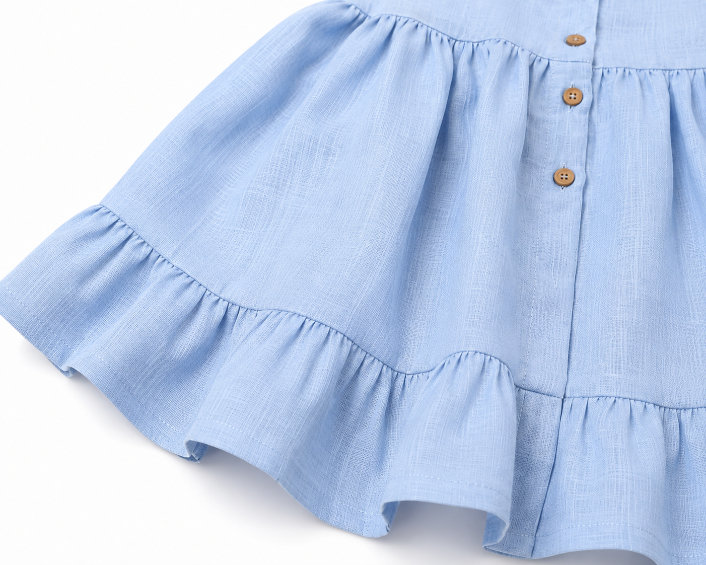 Cotton-Linen Tie-Strap Ruffled Princess Dress