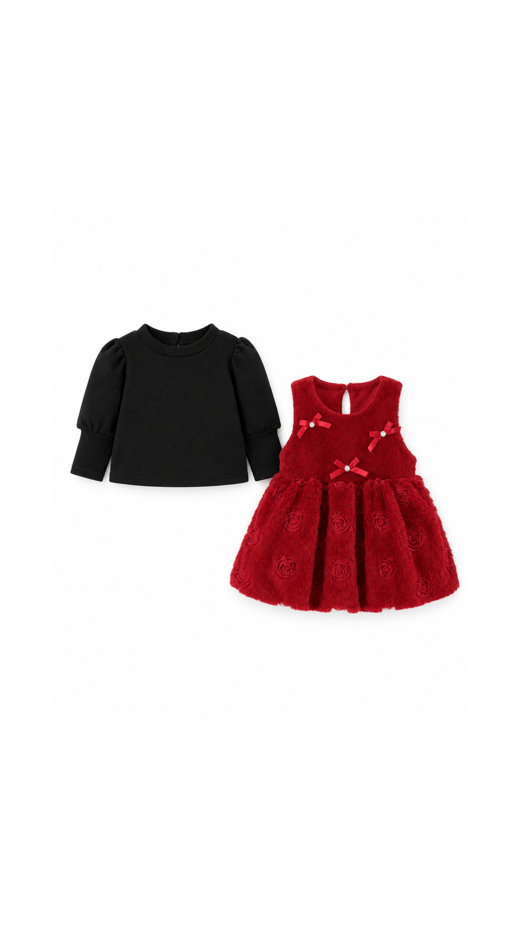 Textured Pinafore Dress & Long-Sleeve Top  Girl's Set