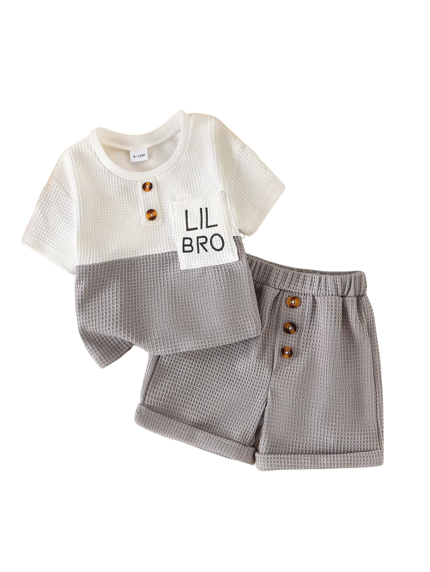 Waffle Color-Block Tee & Shorts Boy's Set