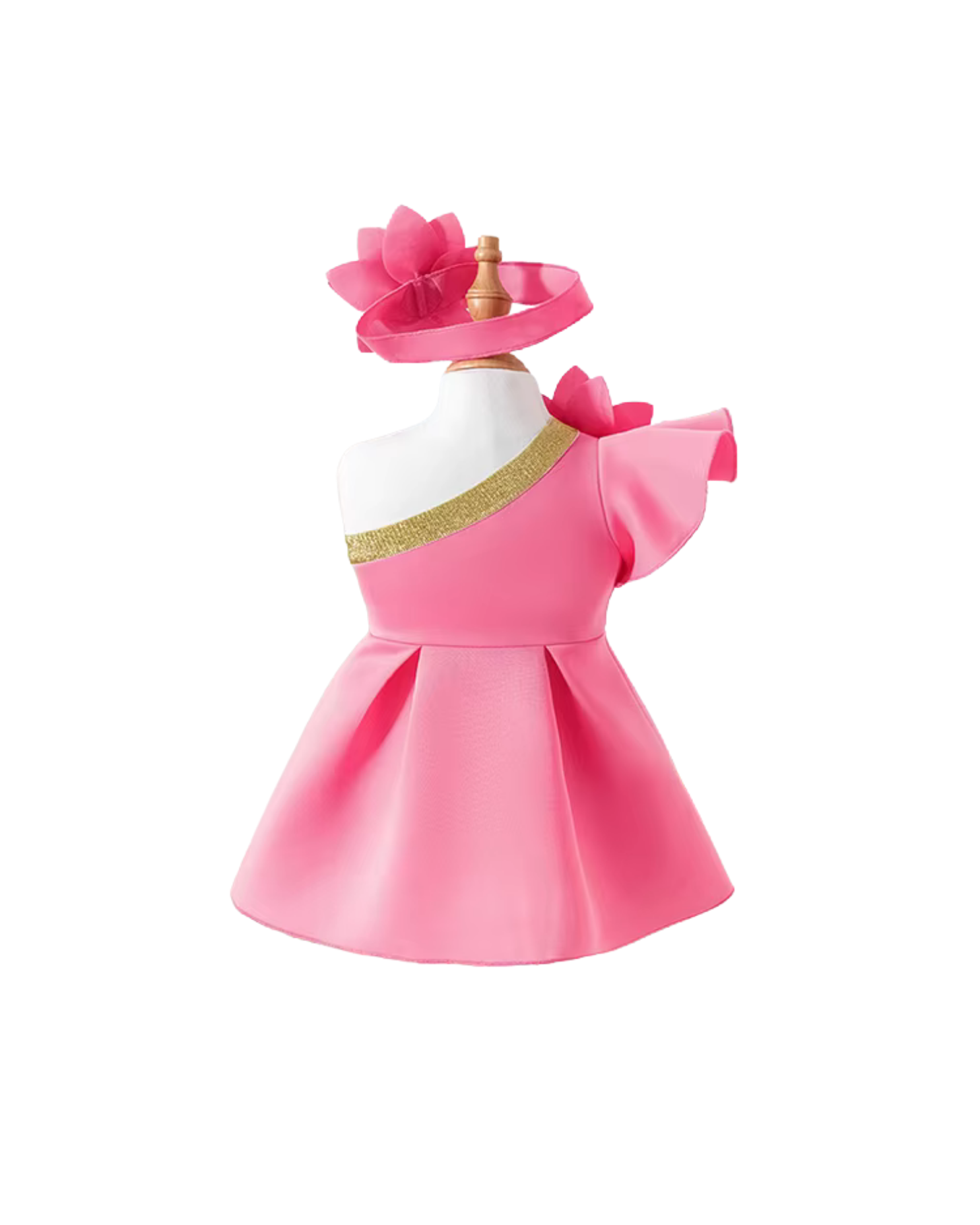 One-Shoulder Ruffle Flower & Headband Dress
