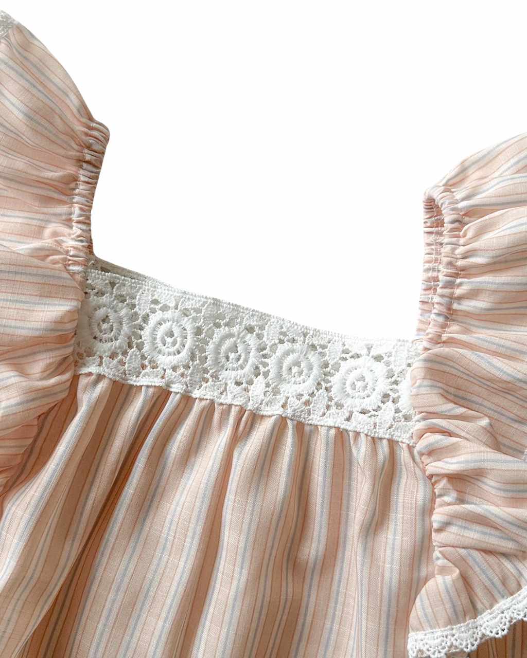 Ruffled Striped Top & Embroidered Shorts Girl's Set