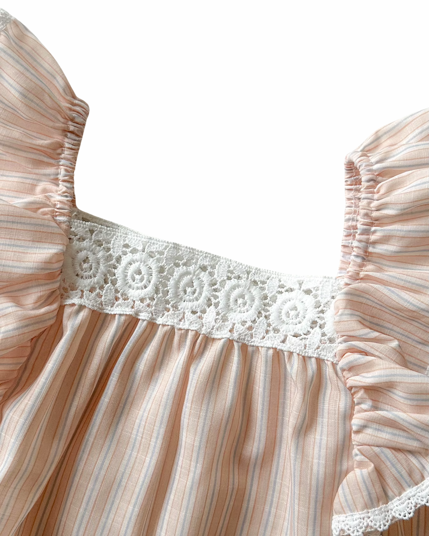Ruffled Striped Top & Embroidered Shorts Girl's Set