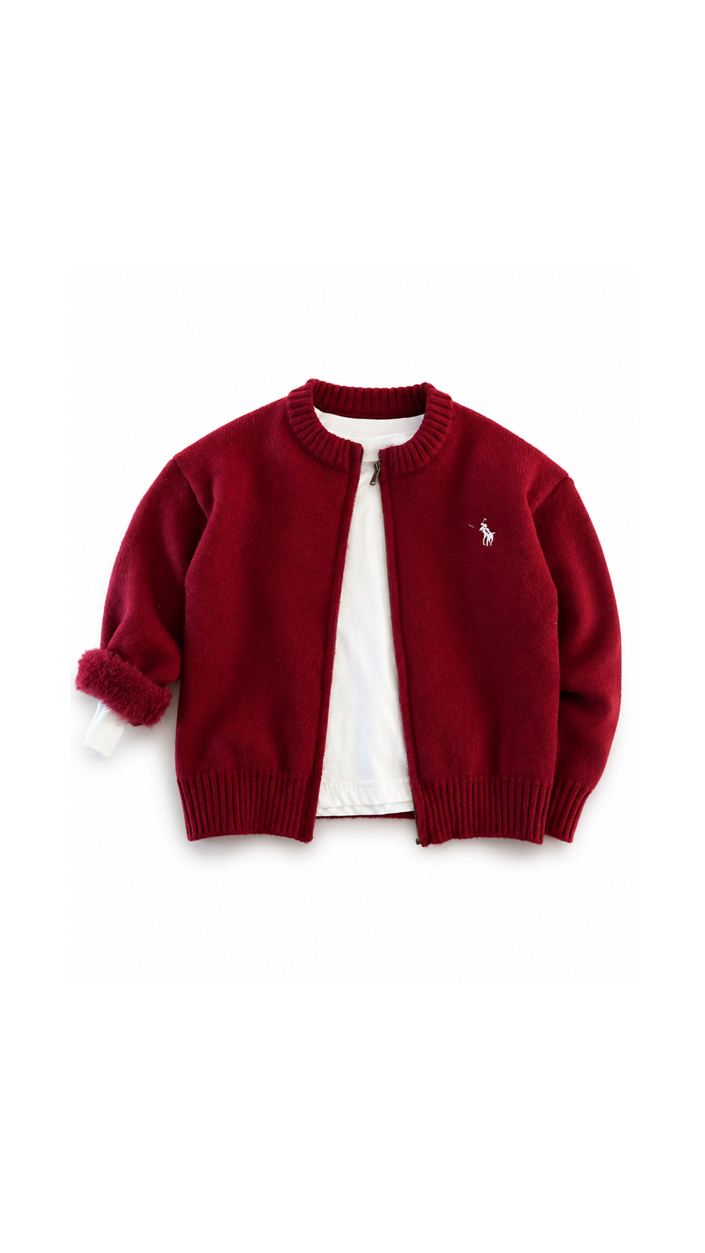 Sherpa-Lined Knitted Zip-Up Boy's Jacket