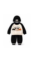 Cute Puppies Knit Sweater & Jogger Set with Beanie