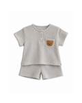 Waffle-Knit Bear Pocket Top & Shorts Boy's Set