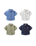 Short-Sleeve Cotton Button-Down  T-Shirt