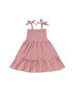 Smocked Bow-Strap Sundress Dress