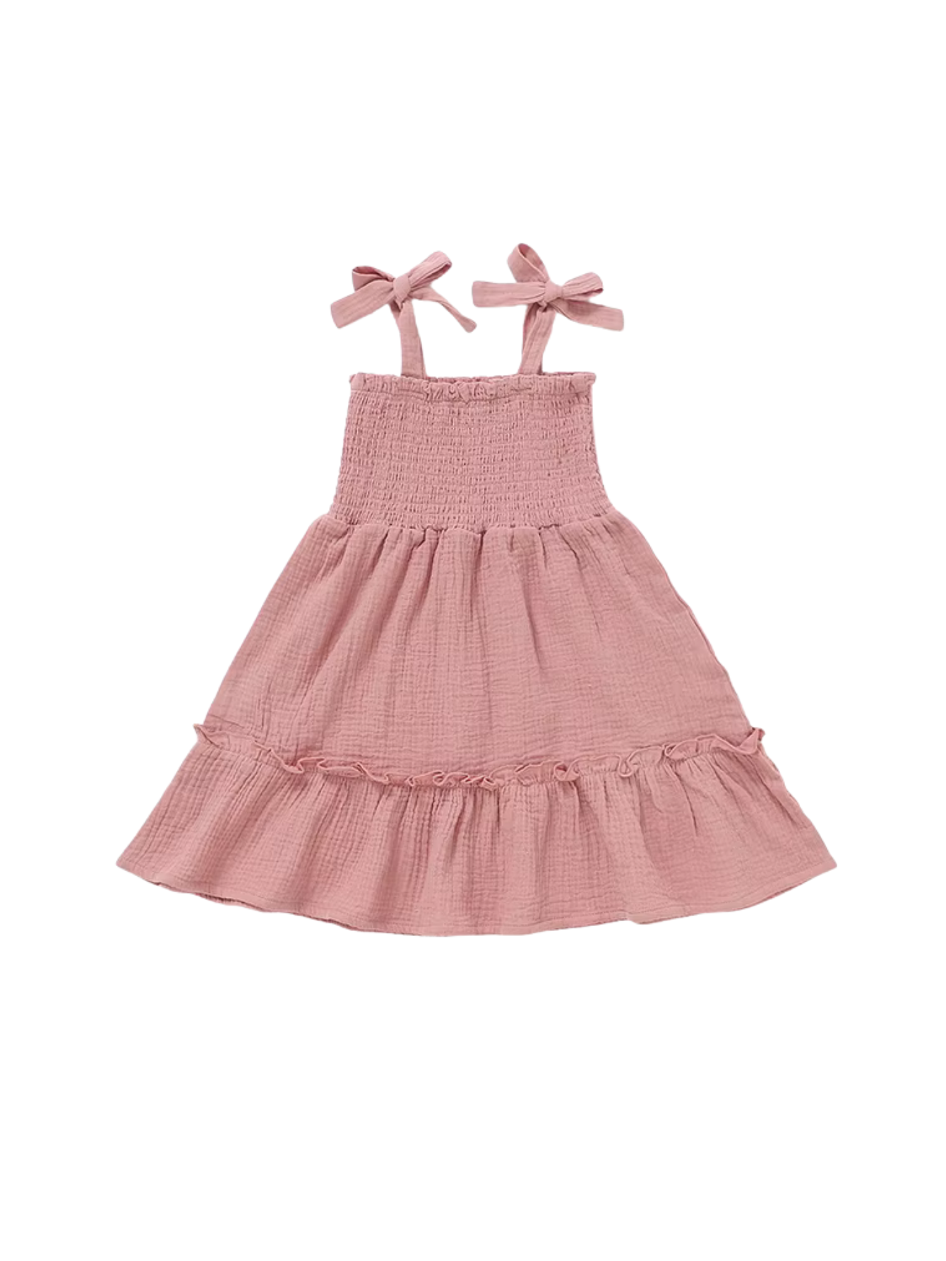 Smocked Bow-Strap Sundress Dress