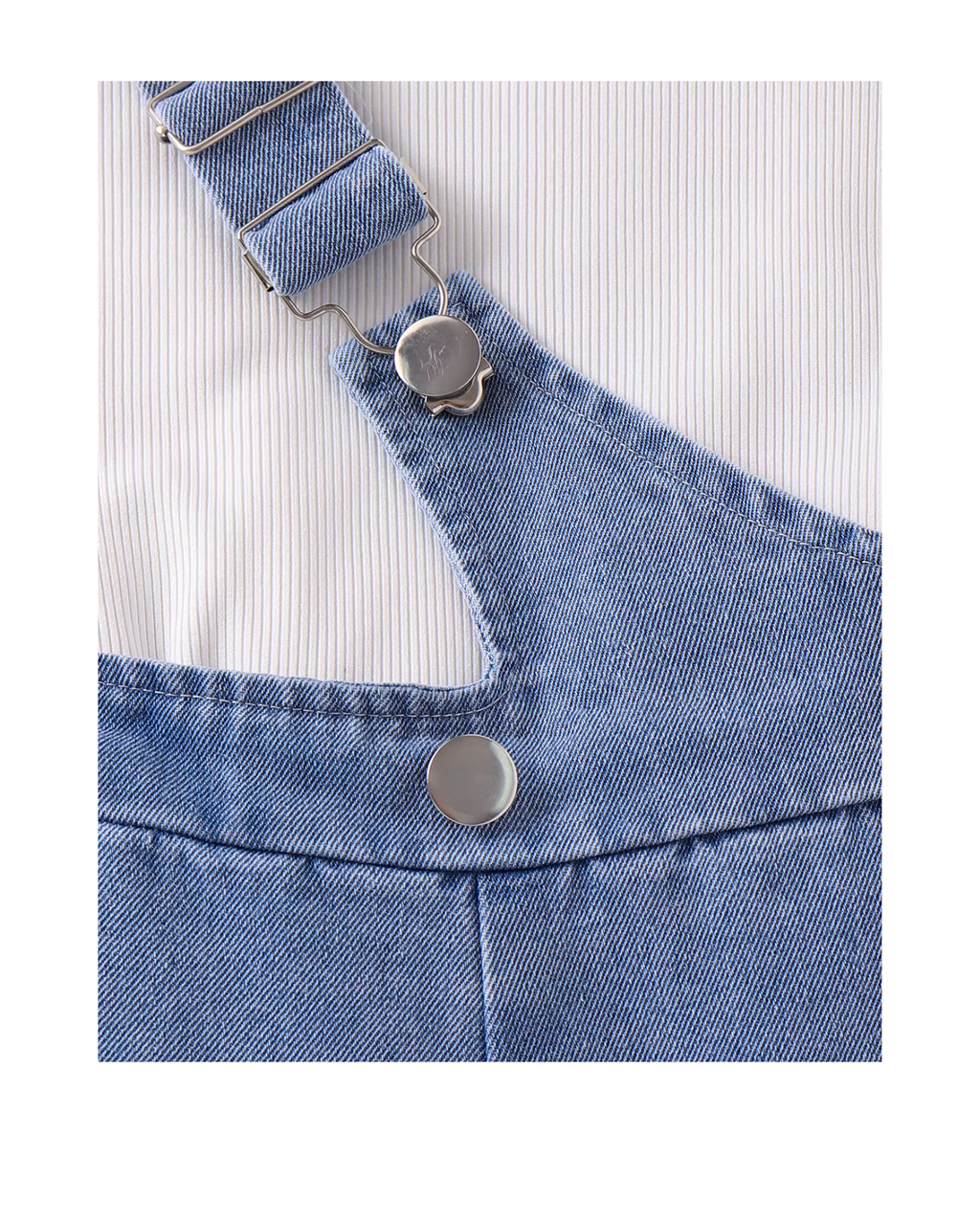 Ribbed Tank Top & Denim Overall Shorts Girl's Set