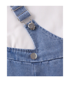 Ribbed Tank Top & Denim Overall Shorts Girl's Set