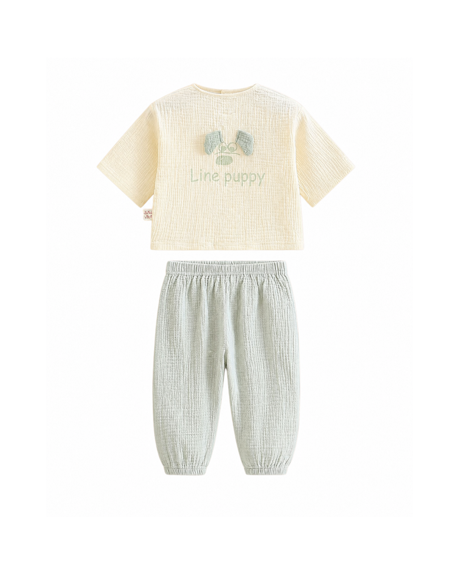 Lounge Set – Cute Puppy Graphic Button-Up Top & Trousers Boy's Set