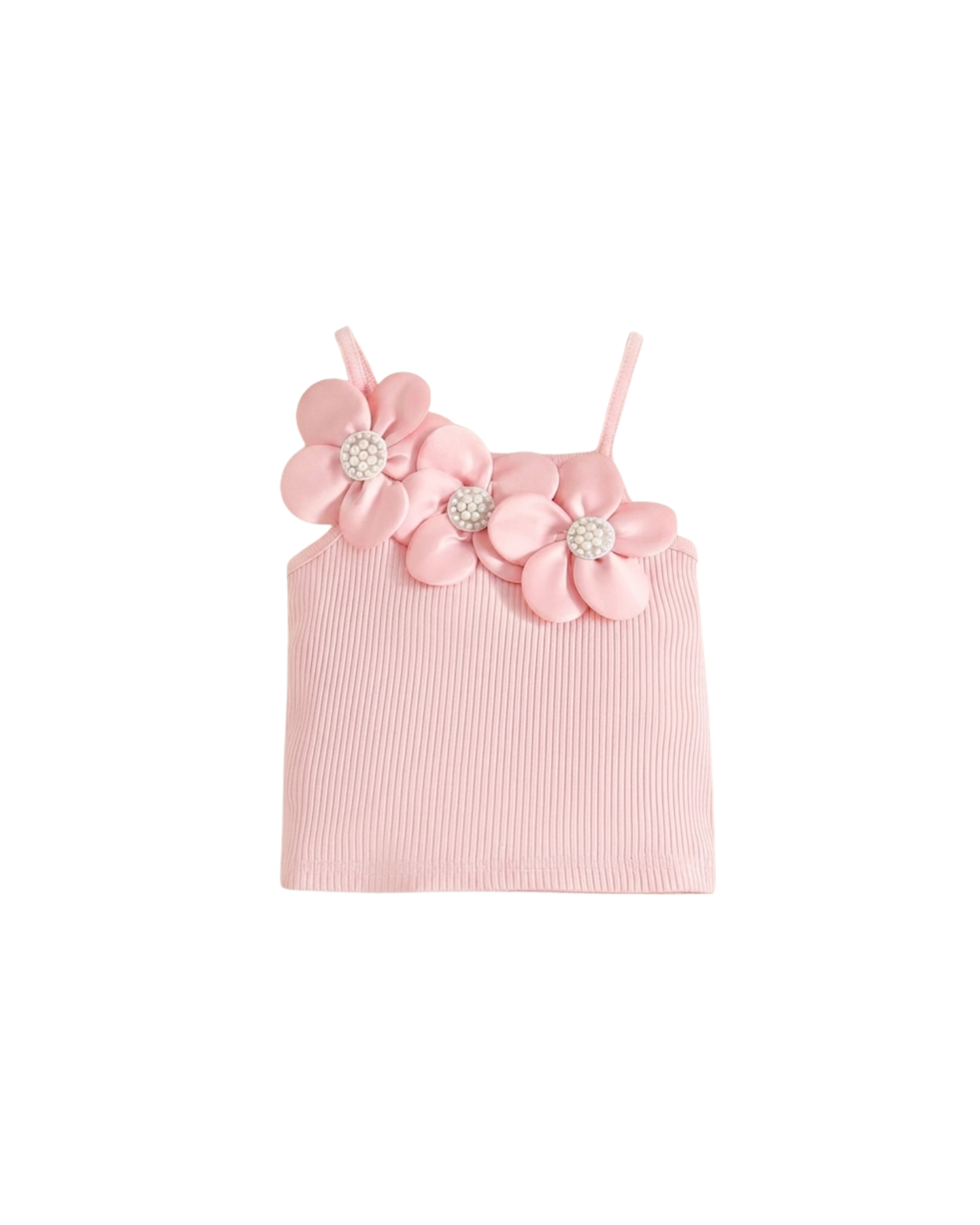 Girls Floral Tank Top & Ruffled Denim Skirt Girl's Set